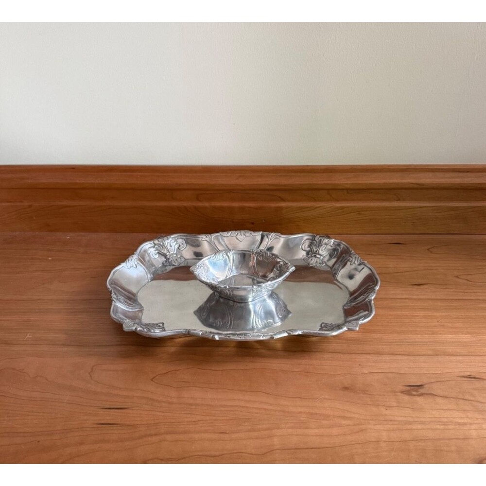 Arthur Court Aluminum Grape Round Chip Dip Serving Platter Tray 13.5”